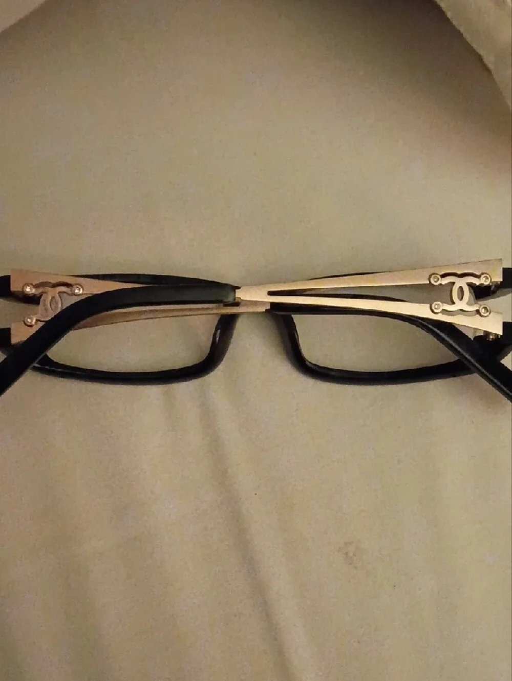 CHANEL Gold and Black Sunglasses Temples with CC Logo